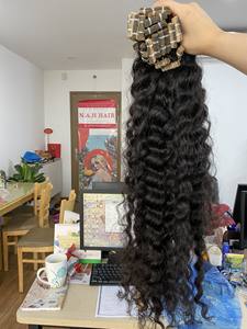 100g Tape Ins Raw Curly Super Wave Vietnamese <b>Kinky</b> Straight 100% Remy Human <b>Hair</b> Non-chemical <b>Extensions</b> - Product Image 4