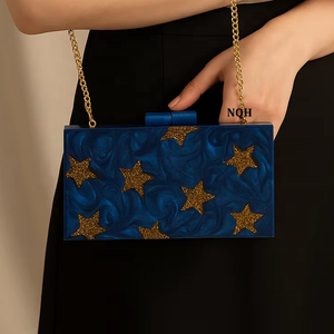 Bolso de Mano de Lujo Hecho a Mano, Duradero y Ecológico, de Madera y Resina, con Diseño Geométrico Incrustado, Cadena Cruzada, Logotipo Personalizado, Bolso de Noche - Product Image 1