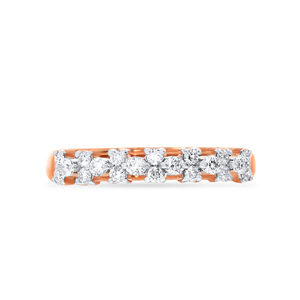 Anillo de media eternidad chapado en oro rosa con engaste de diamantes cultivados en laboratorio de corte redondo, joyería cómoda para mujer - Product Image 2