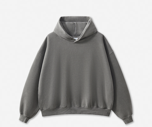 เสื้อฮู้ดผู้ชายทรงโอเวอร์ไซส์ ผ้าถักคอตตอนสีพื้น สวมใส่สบายๆ สำหรับฤดูใบไม้ร่วง - Product Image 5