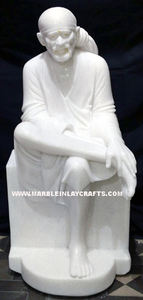 Magnifique statue de Sai Baba en marbre blanc peinte, exclusive, exportateur indien, culte, culture hindoue, fabrication artisanale, haute qualité - Product Image 6