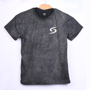 เสื้อยืดผ้าฝ้ายผู้ชายน้ำหนักเบาสไตล์วินเทจใส่สบายออกแบบให้เป็นกรดซักระบายอากาศได้พร้อมโลโก้ - Product Image 2