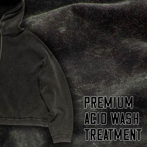 Sweat à capuche unisexe surdimensionné en mélange polyester-coton, délavé à l'acide, imprimé numériquement, écologique, avec poche et broderie personnalisée - Product Image 2