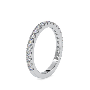 Moissanite Eternity Wedding Band, Half Pave <b>Dainty</b> Stackable <b>Ring</b>, Minimalist Gold Anniversary Band for Women - Product Image 6