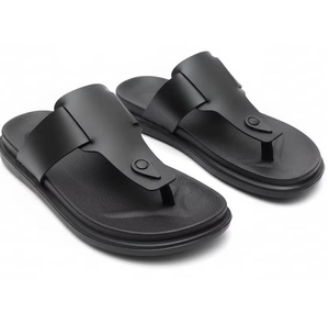 Sandalias Negras Abiertas para Hombre, Calzado Casual Transpirable Sintético, Suela Plana Suave y Ligera, para Actividades Diarias al Aire Libre en Verano - Product Image 1
