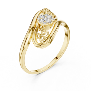 Anillo minimalista de forma fluida con diamante de corte redondo para mujer, banda a juego de oro macizo de 14k, para regalo, compromiso, aniversario, boda - Product Image 3