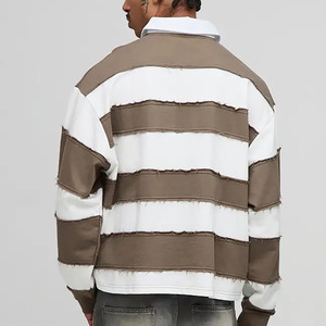 Wholesale 100% Cotton <b>Men</b> <b>Long</b> <b>Sleeve</b> Striped Rugby <b>Shirt</b> Color Blocked Casual Woven Fabric Regular Length Loose <b>Men's</b> <b>Shirts</b> - Product Image 2