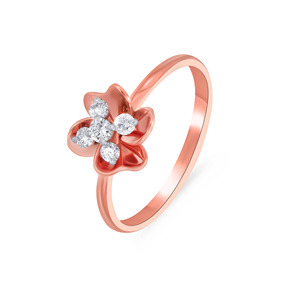 Anillo Delicado de Oro Rosa de 14K con Diamantes, Diseño de Flor Abierta, Detalles Brillantes, Ideal para Aniversarios y Regalos - Product Image 1