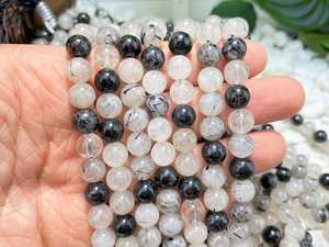 Natural <b>Black</b> Rutilated Quartz Smooth Round Gemstone Beads 4mm 6mm 8mm 10mm Loose Stone Beads for Jewelry Making Wholesale - Product Image 2