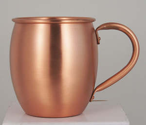 Rounded Satin Finish Copper <b>Mug</b> With Curved Handle Premium Handmade Drinkware For Water Coffee Tea And Everyday Use - Product Image 1