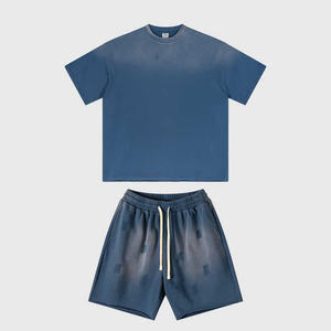 Conjunto de 2 Piezas para Hombre, Camiseta y Pantalones Cortos Holgados de Algodón 100% con Logotipo Personalizado de Alta Calidad para Ropa Urbana - Product Image 2