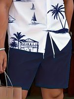 Summer Casual Men's Shorts Set Two-piece Woven Solid 100% Cotton Satin Quick Dry Outdoor Sports Beach Use Made in Bangladesh