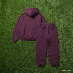 Custom <b>Women</b> Burgundy Rhinestone Hoodie <b>Jogger</b> Set Cotton <b>Fleece</b> Oversized Streetwear Tracksuit Wholesale - Product Image 6