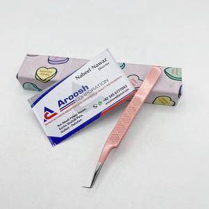 Pince à épiler professionnelle en acier inoxydable à 90 degrés avec revêtement en poudre rose vente en gros de logo personnalisé de haute qualité - Product Image 3