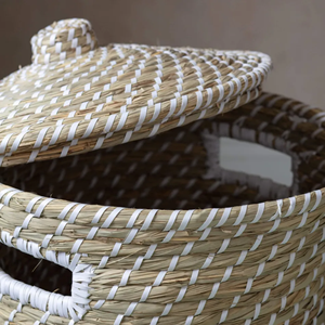 Minimalist Natural Seagrass Waste Paper <b>Bin</b> <b>With</b> <b>Lid</b>, Trash Can Basket For Kitchen Bathroom Basket Wholesale From Vietnam - Product Image 4