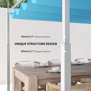 Pergola Moderna Retrattile 3x3m con Tenda UPF30+ Blu, Palo in Metallo per Esterni con Fissaggio Magnetico per Villa, Cortile, Parco - Product Image 5