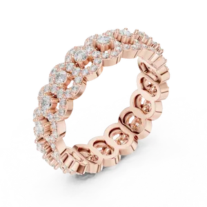 Lab Grown Diamond Eternity Band 18K Solid <b>Gold</b> Graduated Round Cluster <b>Vintage</b> Wedding Anniversary <b>Ring</b> for Women - Product Image 4