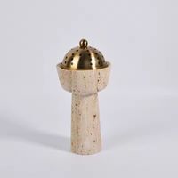 Porte-encens en travertin naturel personnalisé, brûleur décoratif pour la maison, sphère religieuse, écologique, fait main, été/automne/été