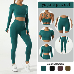 Wholesale Custom Women's Yoga Set Activewear Solid <b>Flared</b> Leg Waterproof Plus Size Seamless 2-Piece Breathable High Quality 100% - Product Image 2
