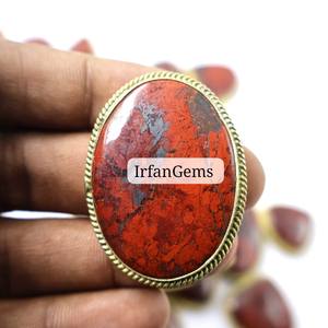 Colgante Unisex de Jaspe Natural 100% con Bisel Ranurado de Latón, Precio al por Mayor, Lote de Macramé de Alta Calidad - Product Image 1