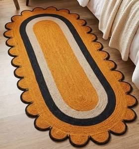 Tapis d'appoint moderne en jute 2026 pas cher, ovale, tressé, à bord festonné, à poils moyens, avec envers en jute, taille et couleur personnalisables pour salon et chambre à coucher - Product Image 6