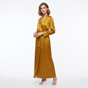 <b>Women</b> Long Satin <b>Robe</b> Full Length V-Neck Sleepwear With Belt Silk Material Autumn Wear Satin <b>Robe</b> Gown <b>Women's</b> - Product Image 4