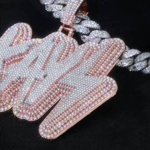 High Quality Styles Mossanite Charm Pendant Silver 925 Iced <b>Custom</b> <b>Name</b> <b>Necklace</b> Men Hip Hop Jewelry Indian Made Gift - Product Image 4