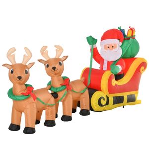 Decorazione Gonfiabile Natalizia da Esterno con Babbo Natale, Slitta e Renne Illuminate a LED, Lunga 2,4 Metri - Product Image 1
