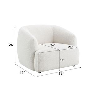 Sillón para Sala de Estar Lucifer en Tela Blanca Brillante - Product Image 3