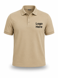 Camisa de Manga Corta para Hombre, Color Beige Sólido, Tejido Piqué de Poliéster/Algodón, Transpirable, Estilo Casual, Botones Bordados en la Parte Delantera, Logotipo Personalizado - Product Image 2