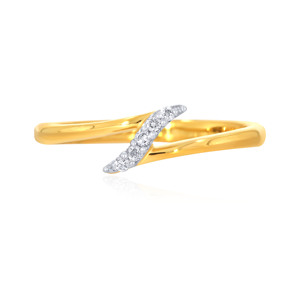 Bague Wishbone en or jaune de luxe pour femmes avec diamants ronds brillants étincelants sertis dans une silhouette chevron élégante - Product Image 3