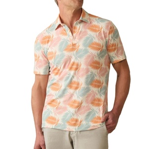 Polo de Alto Rendimiento para Hombre, Mezcla de Poliéster y Spandex, Personalizado al por Mayor, con Estampado Floral, para Golf y Actividades al Aire Libre - Product Image 1