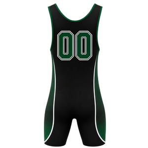Men Black Green Sublimated Wrestling Singlet Polyester Sleeveless <b>Athletic</b> Sports Uniform Team Training Competition Match Wear - Product Image 3