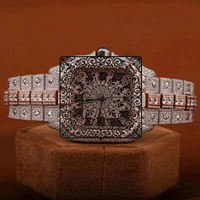 Montre de luxe carrée à quartz, incrustée de moissanite argentée, cadran analogique en verre, fermoir bijou unisexe, boîtier 30 mm, bracelet 20 cm, étanche