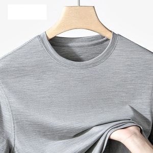 High-end 7A Antibacterial Breathable Men's Short Sleeve T-Shirt 100% Australian Merino <b>Wool</b> Four-Way Stretch Summer Comfortable - Product Image 6