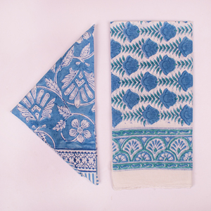 Blue Floral Cotton Bandana Face Cover 21x21 Inch <b>Square</b> <b>Scarf</b> Pocket <b>Square</b> Casual Spring Summer Breathable Hand Drawn Pattern - Product Image 4
