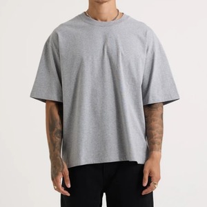 Camisetas de Hombre de Alta Calidad, Corte Ajustado, Tallas Grandes, Color Gris Jaspeado, Personalizables, al por Mayor, MOQ Bajo, las Mejores Camisetas de Moda Masculina - Product Image 4