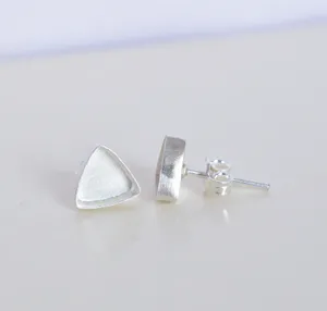 New Trillion Shape Gemstone Bezel Cup Blank Fine <b>Studs</b> S925 Sterling <b>Silver</b> Blank Setting Fine <b>Studs</b> Pair Of Earrings Collet Cup - Product Image 3