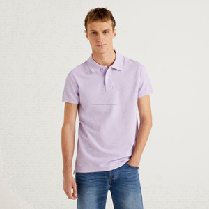 2025 hombres Slim media manga para Polo Camiseta 100% algodón Regular Fit cuello de alta calidad patrón sólido Jersey tela - Product Image 4