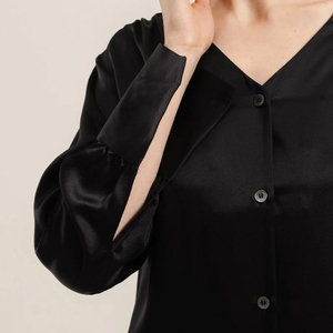 Camisas de Seda para Mujer, Charmeuse, Manga Larga, Estilo Vintage, Semi Formal, Casual |   Camisa de charmeuse 100% seda para mujer - Product Image 6