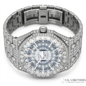 Montre de luxe pour femme en alliage avec diamants de laboratoire, analogique à quartz, en acier inoxydable plaqué or rose, bracelet 42 mm avec fermoir déployant - Product Image 3