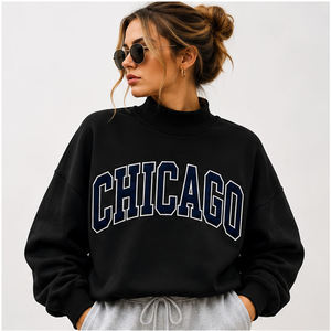 Al por mayor, ropa académica de invierno lisa de 380 GSM con cuello simulado, estilo patchwork de forro polar de Chicago, para eventos de reunión de antiguos alumnos universitarios y festivales. - Product Image 2