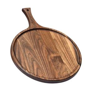 Tabla de pizza redonda de madera de alta calidad con asa, tablas de cortar de madera maciza, tabla de cortar ecológica en oferta - Product Image 5
