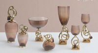 Ensemble de luxe en aluminium en forme de branche, comprenant un bol à dessert sur piédestal, un verre Hurricane et des bocaux, pour la décoration de tables de mariage, de maison, d'hôtels et de fêtes