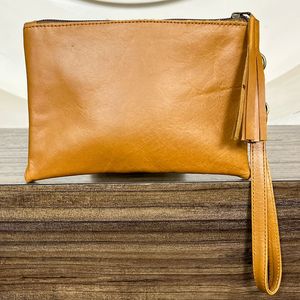 New Arrival 2026 Handmade Pink Genuine Metallic Cowhide Leather Wristlet Wallet Clutch for Women Hair-on Hide Zipper <b>Pouch</b> Bag - Product Image 5