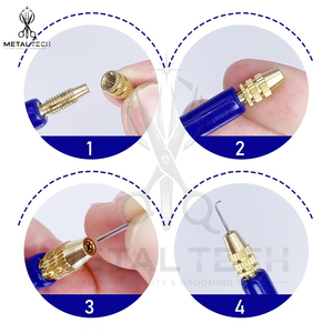 Juego de Agujas Ergonómicas Ventiladas Azul Oscuro, 4 Tamaños, Agujas de Micro Gancho de Acero 1-2 a 4-5, Herramienta Profesional para Extensiones de Cabello y Pelucas - Product Image 6
