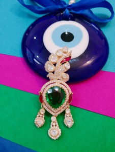Flower Shape <b>Gold</b> Plated Brooch With Green Crystal Stone For Women Accessories Gift - Product Image 4