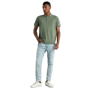 2025 nouveauté hommes pour polos en gros à manches courtes uni décontracté tricoté tissu 4 voies extensible Polyester motif solide - Product Image 2