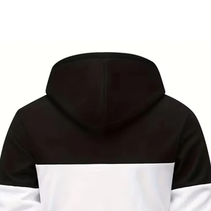 เสื้อฮู้ดผู้ชายสีดำขาวเทา แบบมีฮู้ด มีกระเป๋าและเชือกผูก - Product Image 5