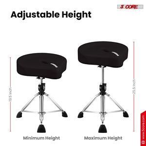 Sgabello per Batteria in Alluminio Imbottito, Girevole Ergonomico Regolabile da 4 Pollici, Nero - Product Image 4